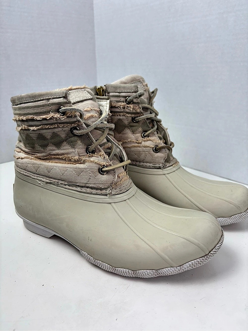 Sperry Saltwater Wedge Nylon Quilted Duck Boots Quilted Duck Boots Beige US 7.5
